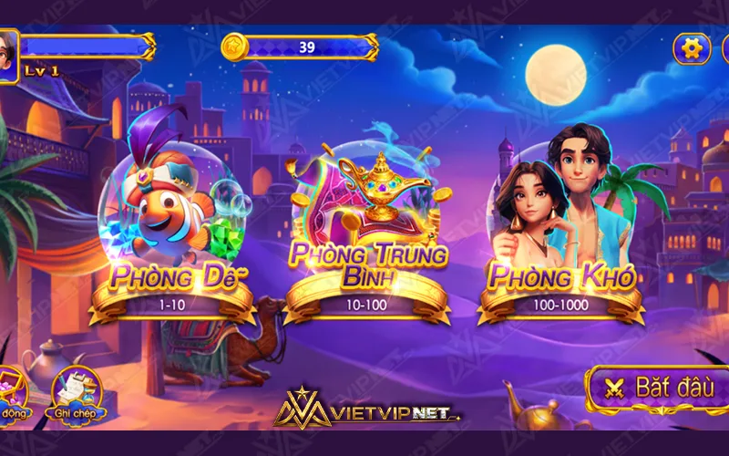 3 Cấp độ phòng chơi của game Câu cá thần đèn