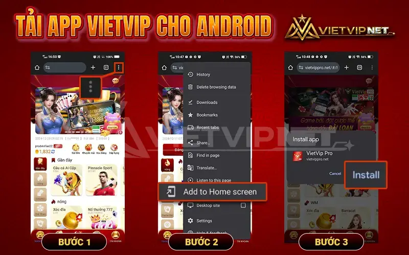 Cách tải App Vietvip cho Android