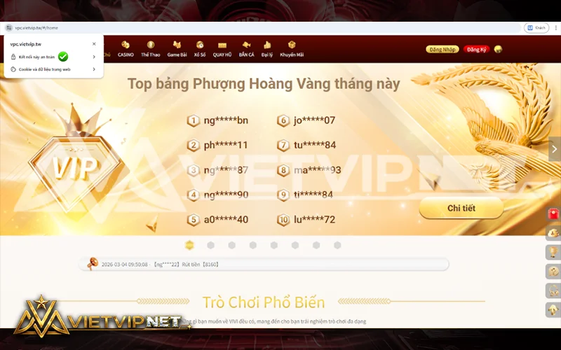 Truy cập link Vietvip chính thức